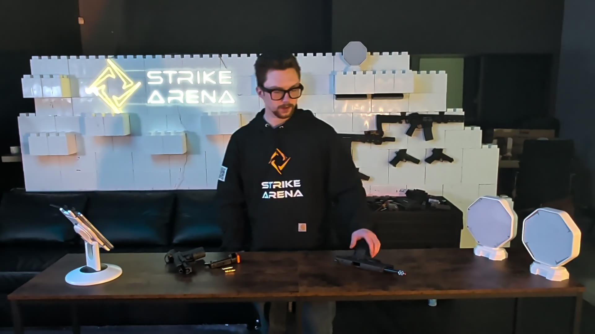 Real firearm with laser insert